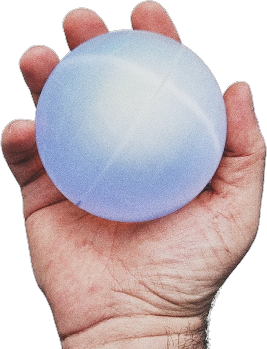 A hand holding the Breathing Pod